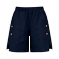 thumbnail image 4 of hotojiny Women's Linen Shorts Elastic High Waist Bermuda Shorts Wide Leg Summer Casual Lounge Shorts with Side Slit, 4 of 6