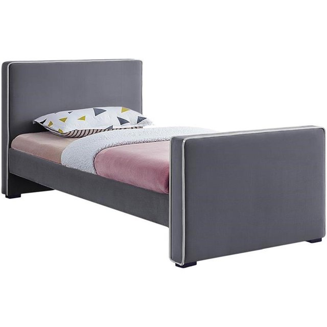 Meridian Furniture Dillard Grey Velvet Twin Bed