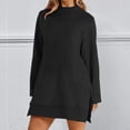 thumbnail image 2 of ManxiVoo Oversized Split Hem Sweatshirt for Women Long Sleeve Crewneck Drop Shoulder Loungewear Streetwear Casual Top for Autumn and Winter M Size Black, 2 of 7