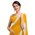 thumbnail image 2 of Women's Georgette Partywear Saree Ruffle Frill Sari with Readymade Blouse , Color: Dark Yellow | Size: 38, 2 of 6