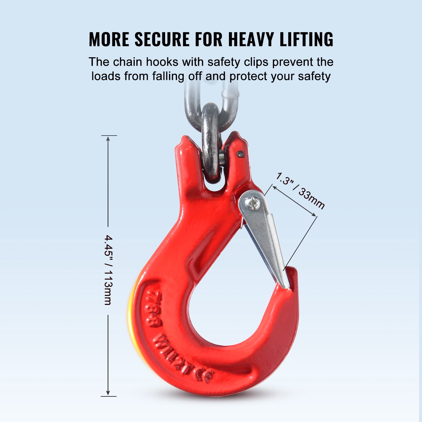 KFFKFF Chain Sling, 5/16 inch x 10 ft Chains for Lifting with Hooks, G80 Engine Hoist Chains, 11000 lbs/5 Ton Chains for Lifting Slings for Engine Hoist, Engine Lifting Chain with 4 Leg Grab Hooks