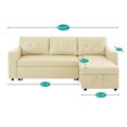 thumbnail image 3 of Laura Reversible Sleeper Sectional Sofa Storage Chaise, Dark Gray,Air Leather-Color:Cream,Fabric:Air Leather, 3 of 11