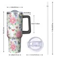 thumbnail image 2 of 40oz Pioneer Flower Floral Print Pattern Insulated Tumbler with Handle, BPA-Free Leak Proof Lid and Straws, Double Wall Vacuum, Hot 12h/Cold 34h, 2 of 6