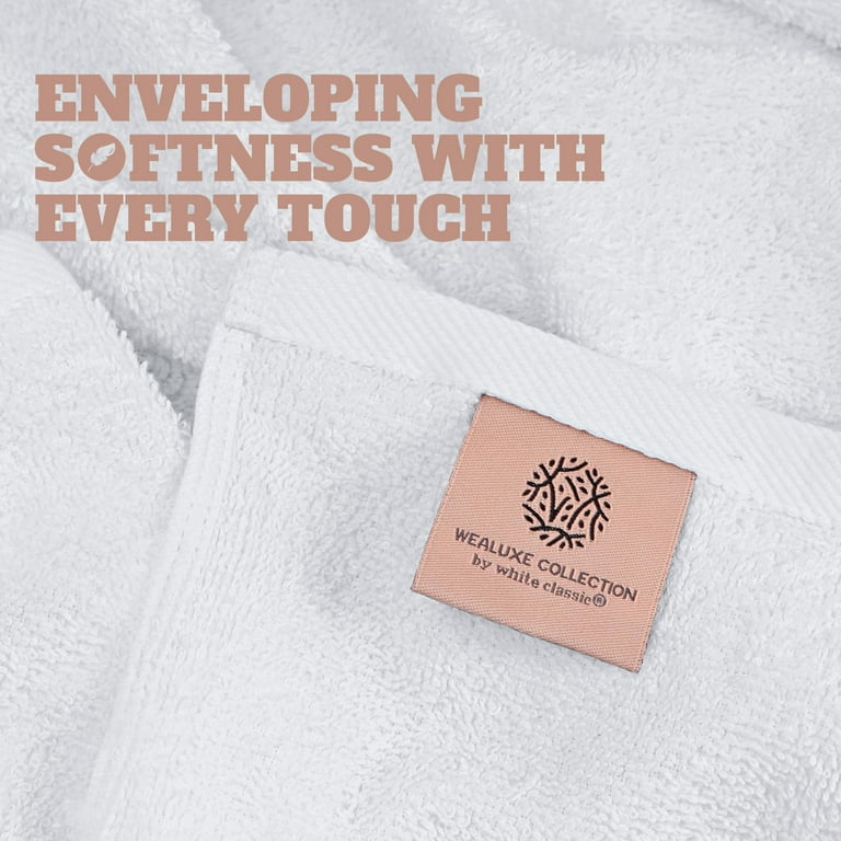 White Classic Wealuxe 6-Pack Lightweight Cotton Bath Towels, 22 x 44 photo 7