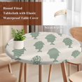 thumbnail image 3 of Abstract Art Fish Green Round Tablecloth 36-44 Inch Round Fitted Table Cloth with Elastic Edge, Coastal Ocean Summer Marine Life Waterproof Table Cover Protector for Outdoor Picnic Party Dining, 3 of 9