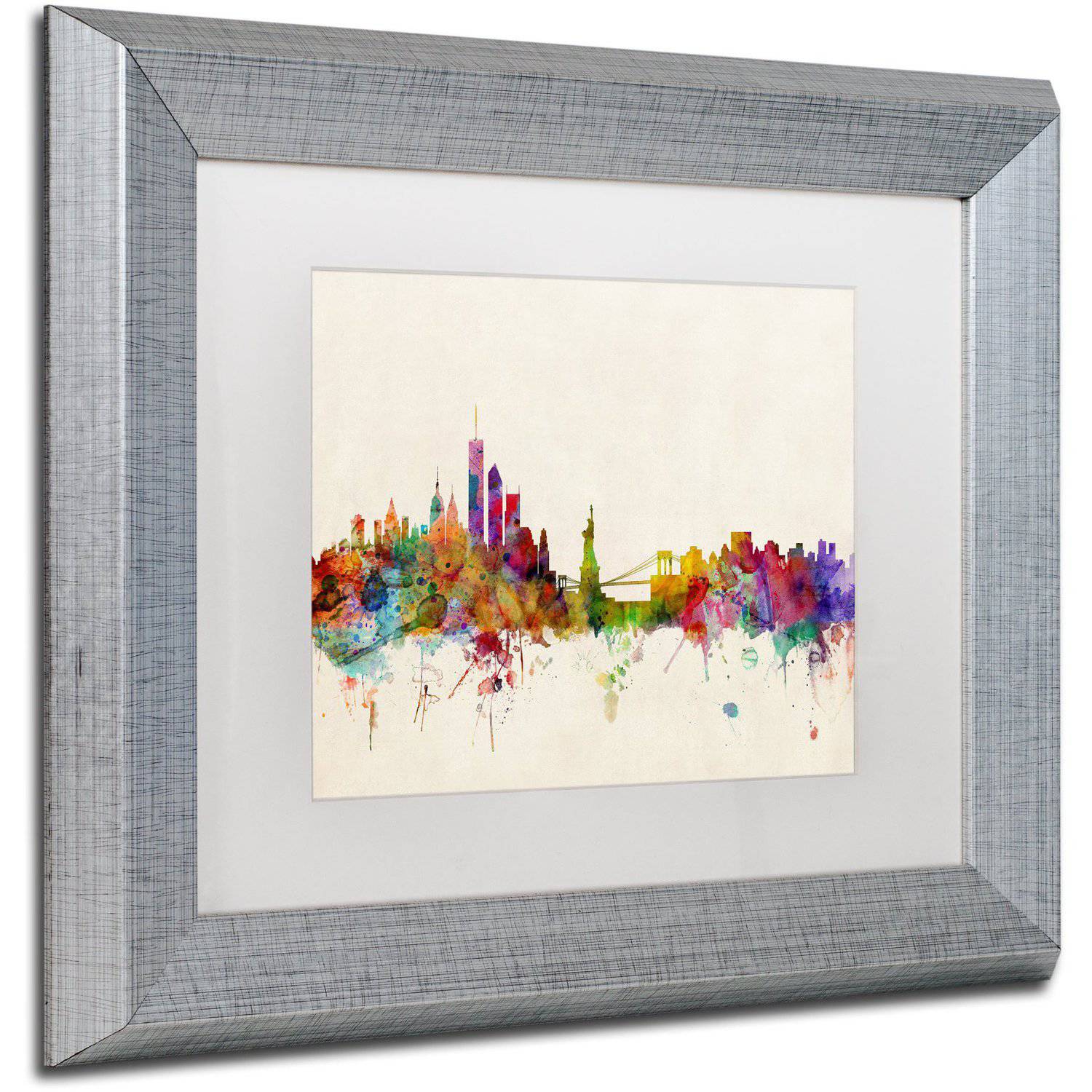 Trademark Fine Art "New York, New York" Canvas Art by Michael Tompsett White Matte, Silver Frame