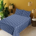 thumbnail image 2 of Ambesonne Floral Fitted & Flat Sheet with Shams 4 Pcs Set, Flowering Nature Artwork, Calking, Cobalt Blue and Pale Grey, 2 of 5