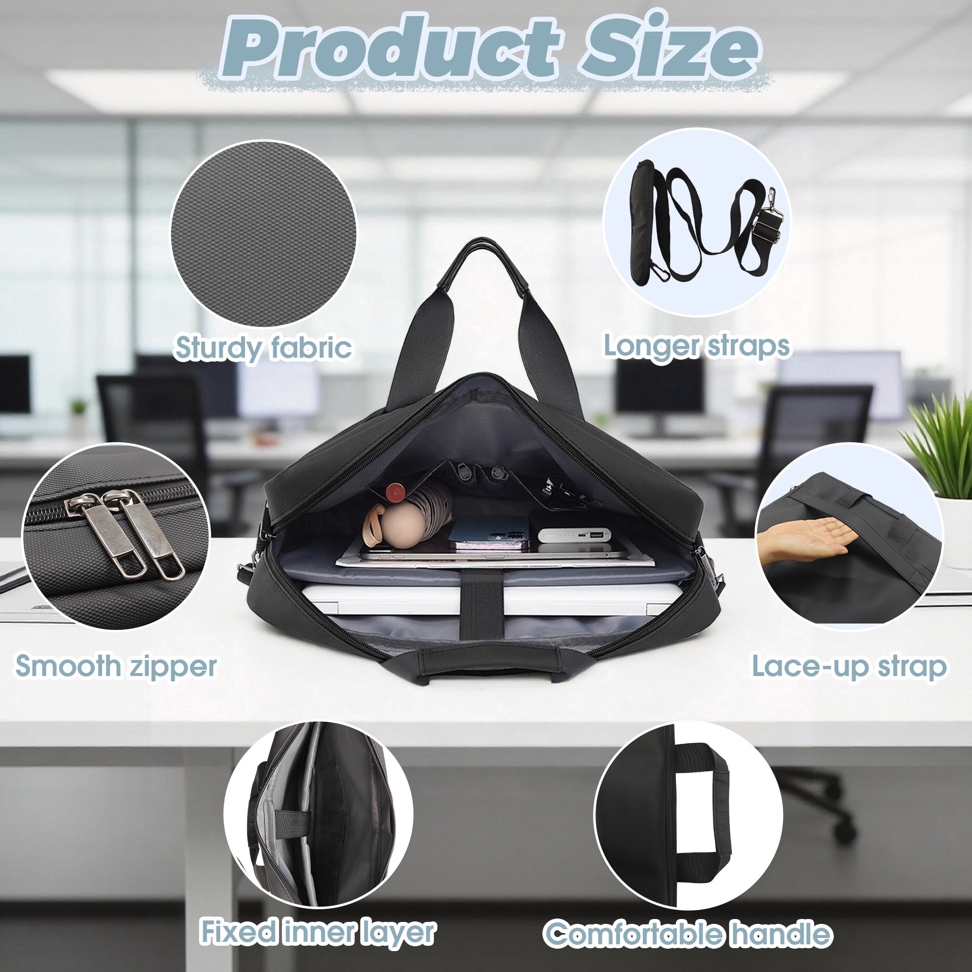 15.6"-16" Laptop Bag, Large Capacity Laptop Case with Padded Handle, Laptop Briefcase Computer Carrying Bag with Shoulder Strap