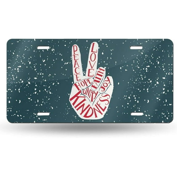 Vintage American Flag Front License Plate Aluminum Decorative License Plates Funny Metal Car Plate 6"X12" Novelty Vanity Tag Cover with 4 Holes Car Decor Accessory