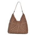 thumbnail image 1 of Bolso de hombro tejido de crochet informal para verano, ideal para playa, viajes y vacaciones. Caqui, 1 of 9