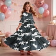 thumbnail image 6 of Girls Summer Maxi Dress Kids Camouflage Print Short Sleeve T-Shirt Dress for School Casual Dress with Pockets Gray 13-14 Years, 6 of 7