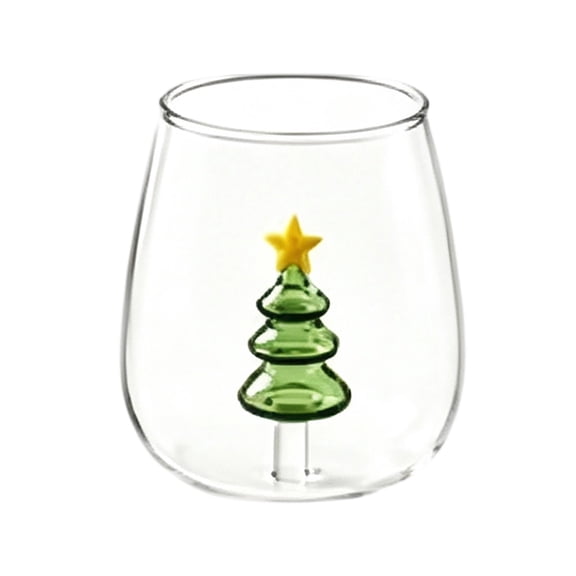 STEDY Glass Green Tree Christmas Figurine Stemless Glass