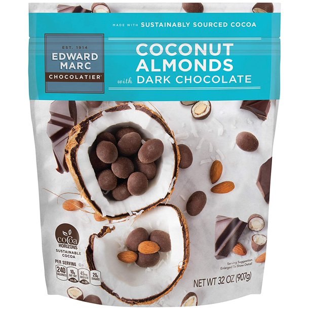 Edward Marc Chocolatier Coconut Almonds Dark Chocolate 32 oz. (1 bag of