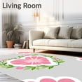 thumbnail image 2 of ODIKA 5'x7' Machine Washable Non-Slip Area Rug, Rosy Petal Motif with Delicate Vine Embellishments High Traffic Rug, Pink, 507252, 2 of 7
