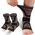 thumbnail image 1 of 2pack Copper Ankle Brace, Copper Infused Ankle Support Compression Sleeve Compatible with Foot Pain Relief, Sprained Ankle, 1 of 5