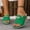 Green, variant on Women's Wedge Slide Sandals Casual Spring Summer Beach Mules with Metal Buckle Accent Solid Color Faux Leather Thick Sole Platform Sandals with Wide Width Options for Daily Walking Outdoor Use