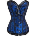 thumbnail image 1 of Womens Vintage Floral Denim Overbust Corset Bustier Top, 1 of 5