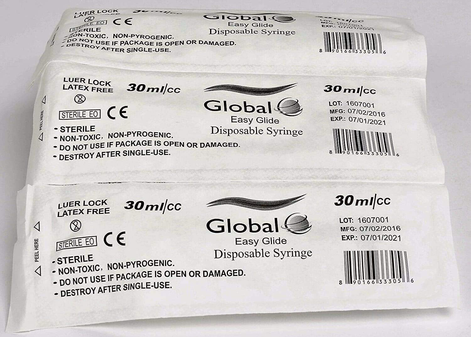30ml Syringe Only with Luer Lock Tip - 50 Syringes Without a Needle by Easy Glide - Great for Medicine, Feeding Tubes, and Home Care