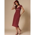thumbnail image 3 of DARING DIVA Vintage Retro Classic Cap Sleeve Midi Polka Dot Dress M Wine Red, 3 of 6