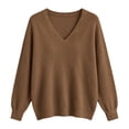 thumbnail image 7 of Horkkom V Neck Sweaters for Women Solid Color Pullover Sweaters Casual Loose Trendy Fall Sweaters XXL, Gifts for Women, 7 of 7