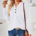 thumbnail image 6 of Annhoo Womens Long Sleeve Shirts Loose V Neck Button Front Tops Fall Casual Comfy Solid Color Blouse Tees, 6 of 9