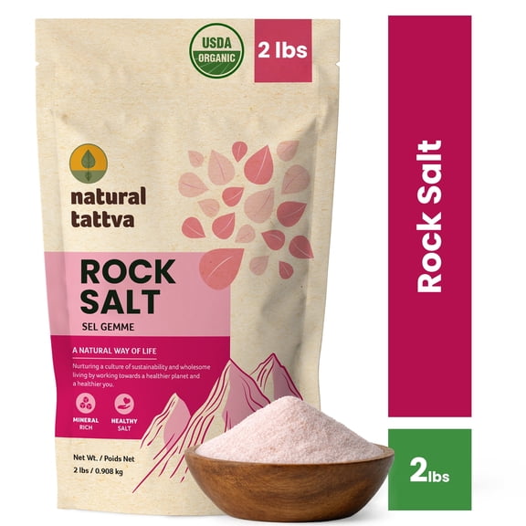 Natural Tattva Fine Grain Natural Rock Salt 2LB, Mineral Rich Pink Salt, No Additives, USDA Certified