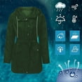 thumbnail image 2 of Duoif Rain Jacket Women, Women's Raincoats with Hood Windbreaker with Belt Lightweight Long Rain Jackets Outdoor Trench Coat Jackets for Women Green M, 2 of 7