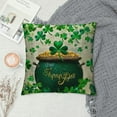 thumbnail image 2 of Leisuo Happy St Patrick's Day Lucky Four Leaf Clovers Cream Burlap Decorative Square Pillow Case Cover Pillowcase for Bedroom Sofa Party, 2 of 5