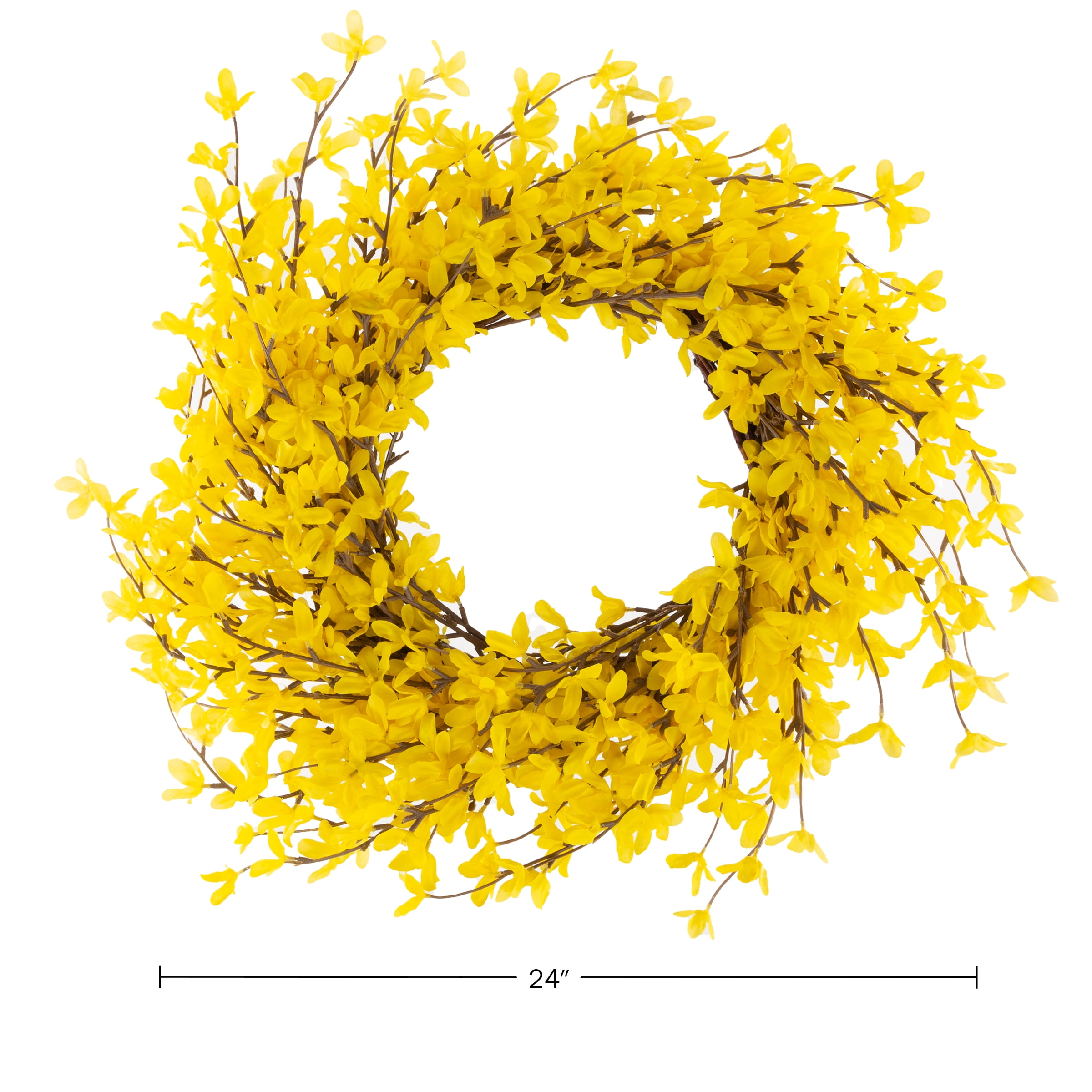 Pure Garden 24-Inch Artificial Yellow Forsythia Wreath for Home Decor