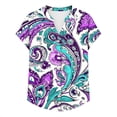 thumbnail image 5 of Ounisa Women's Loose V Neck Button Placket Drop Shoulder Sleeve Allover Print Casual Breathable Blouse, 5 of 5