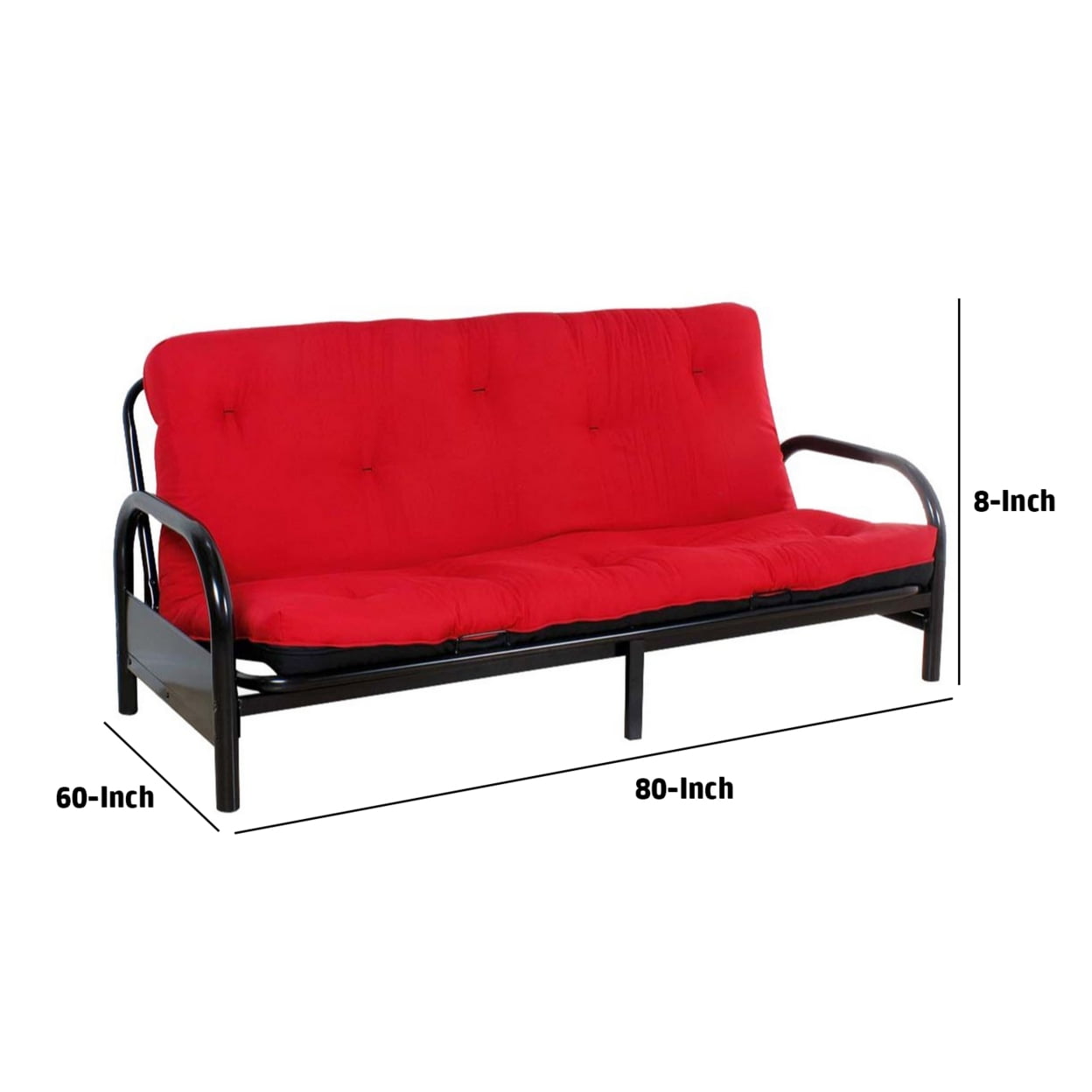 Nab Full Size Futon Sofa Tufted Poplin Fabric Mattress Red