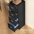 thumbnail image 3 of Black 4-Drawer Vertical File Cabinet with Lock - A4/Letter Size, Adjustable Hanging Bars, Office Storage Cabinet, 51.5" Height, 3 of 7