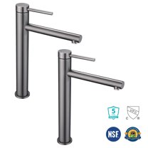 Aquaterior 2 Pack Bathroom Vessel Sink Faucet 8" Tall 1 Handle/Hole Cold&Hot Water Mixer Faucet Grey (CUPC NSF CEC)