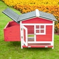thumbnail image 4 of GOJOOASIS Outdoor Wooden Chicken Coop Hen House Poultry Cage Red with Tray, Ramp & Nesting Box,Red, 4 of 9