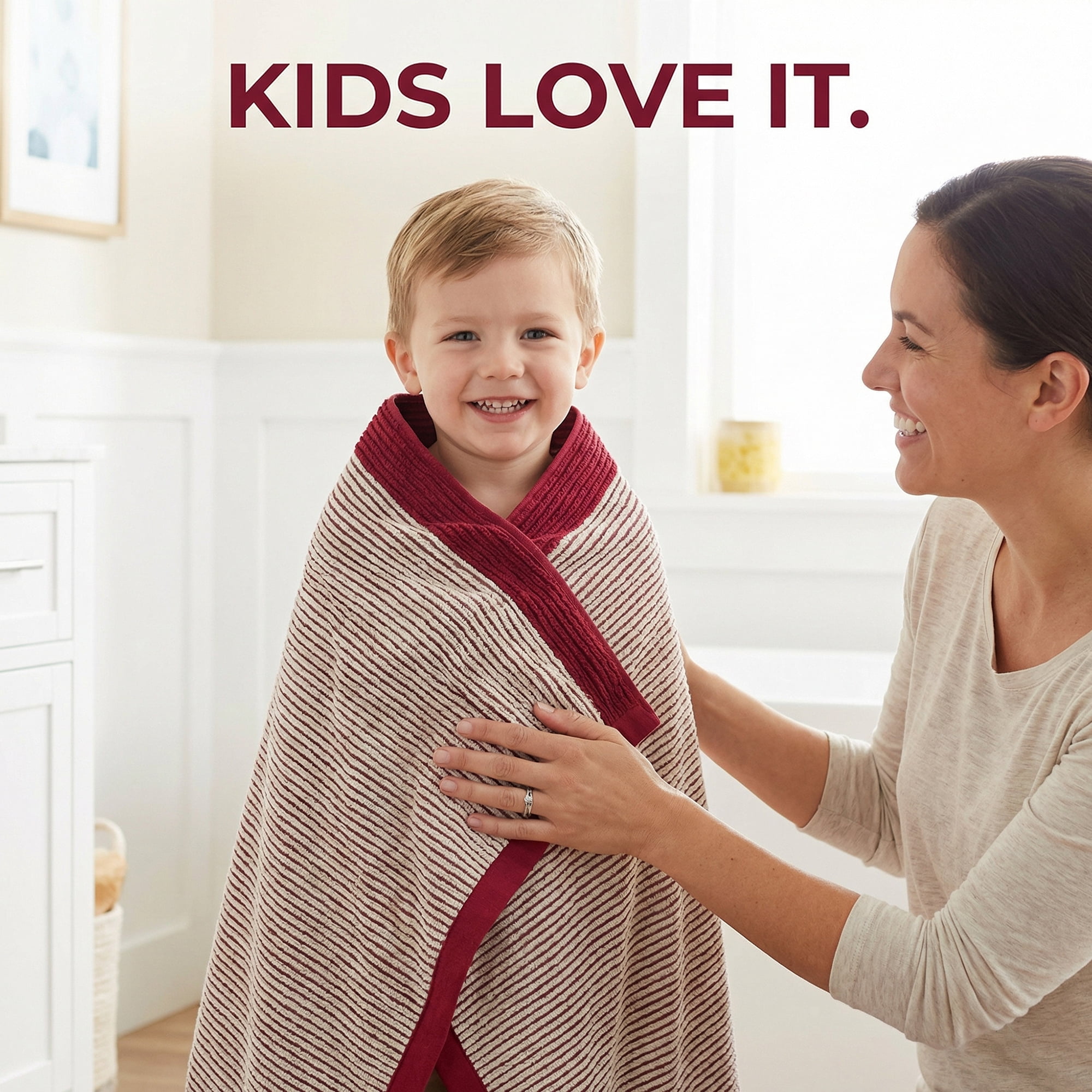 Unique Bargains Soft Highly Absorbent Cotton Striped Bath Towel 2 Pack Red/Blue 55"x28"