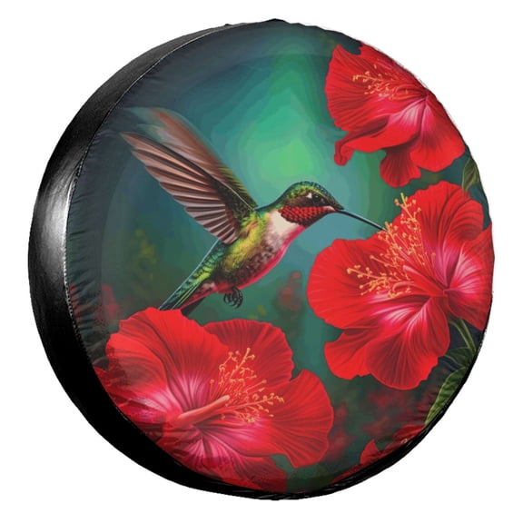 KAKALAD Spring Bird Hummingbird And Flowers 03 Spare Tire Cover Universal Vehicle Accessories Buckle Car Tools 14”in
