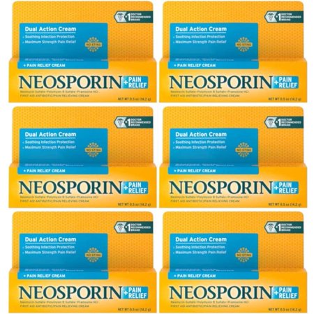 Neosporin Plus Pain Relief Cream, Maximum Strength, 0.5 oz (Pack of 6)