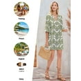 thumbnail image 2 of Women Summer Boho Dress 2025 Casual V Neck Babydoll Ruffle Sleeve Floral Mini Tunic Petite Sundress White & Green S, 2 of 7