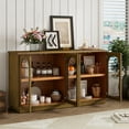 thumbnail image 3 of Buffet Cabinet with 4 Arched Glass Doors, TUANLUO Accent Buffet Sideboard, Modern Wood Storage Cabinet Furniture for Kitchen Dining Room Living Room, 57.7"L x 14.8"W x 31.9"H, Brown, 3 of 10
