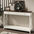 thumbnail image 3 of " Farmhouse Console Table with Drawer and Storage Shelves, Foyer Sofa Table Narrow for Entryway,  Room, Hallway, Antique White & Brown, 3 of 6