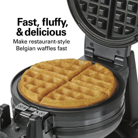 Hamilton Beach - Double Belgian Waffle Maker with Removable Nonstick Plates - Black