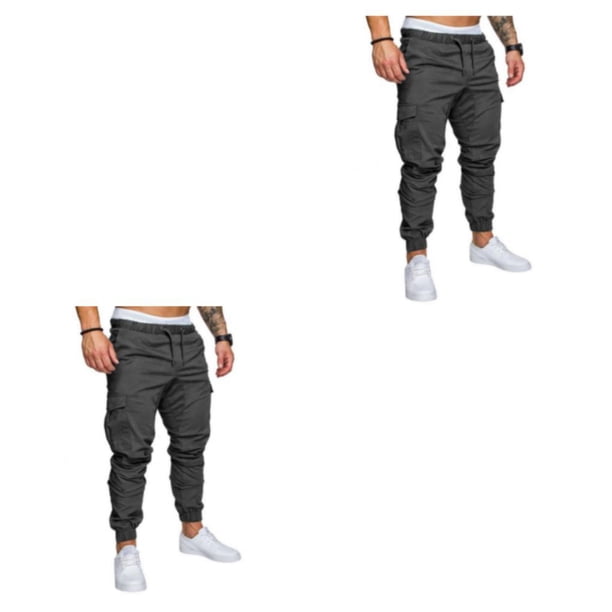 Pantalones de hombre Minnieouse Reemplazo casual Multi-bolsillo Lavable Fácil de combinar Cintura media Gris oscuro L 2piezas