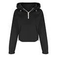 thumbnail image 6 of Ashirexll Hoodies for Women, Half Zipper Sweatshirts Long Sleeve Cropped Hoodie Winter Warm Pullover Tops with Pockets Black XXL, 6 of 7