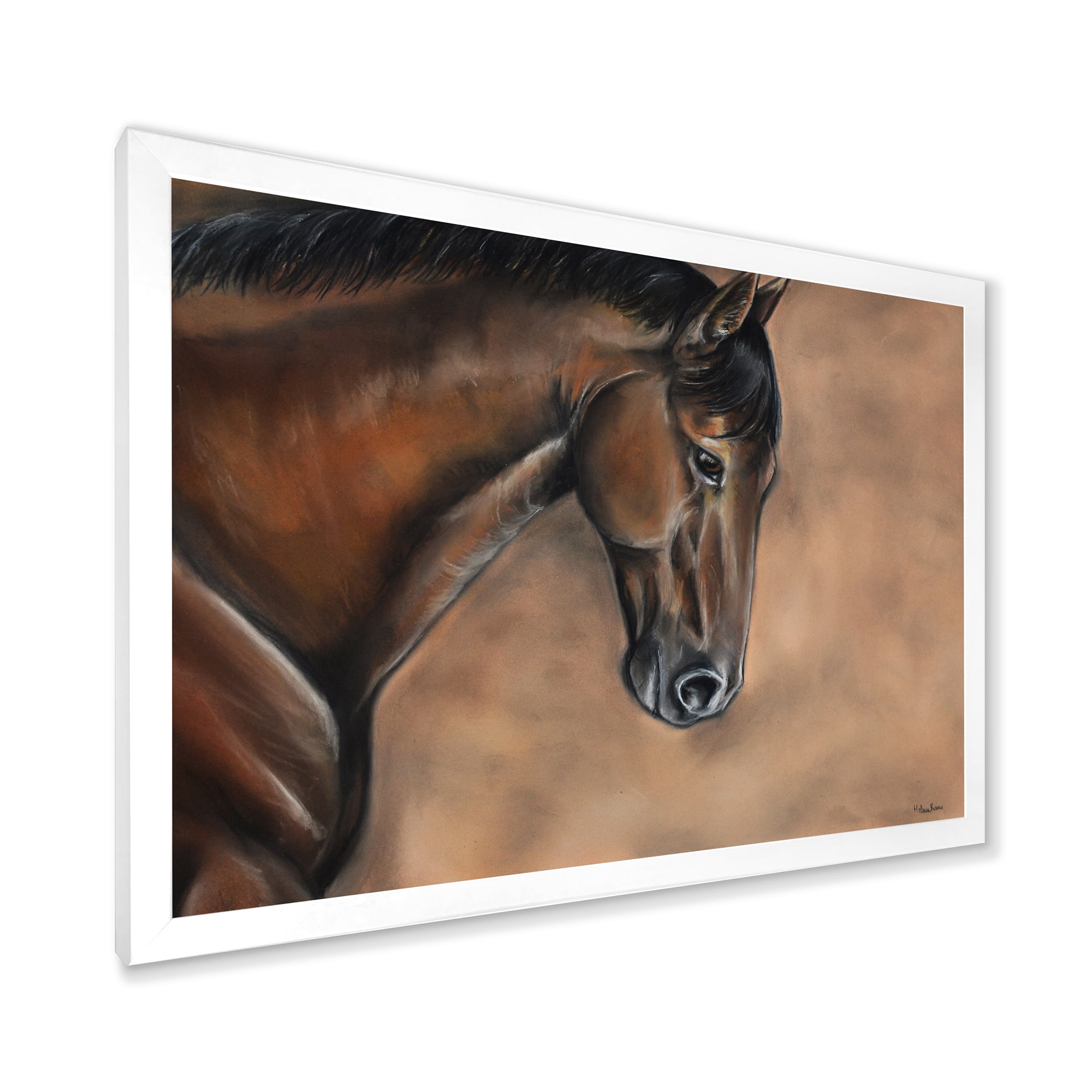 Designart 'Close Up Portrait Of A Brown Bay Horse' Farmhouse Framed Art Print