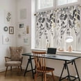 thumbnail image 5 of Grey Eucalyptus Kitchen Curtains 45 Inch Length, Farmhouse Weeping Leaves on Linen Tiers Curtains for Bathroom Bedroom Cafe, Light Filtering Small Window Treatment Short Drapes 2 Panels 42"Wx45"L, 5 of 8