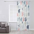 thumbnail image 3 of Blue Red Coastal Semi Sheer Curtains Drapes for Living Room,Bedroom,French Doors Window 96 Inches Long,Nautical Summer Beach Coral Sea Turtle Rod Pocket Chiffon Curtain Drapery Voile Draperies Panel, 3 of 6