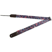 LULALA Vintage Jacquard Woven Guitar Strap Hootenanny Pattern Adjustable Length Secure Leather Ends- Suitable For all string instruments