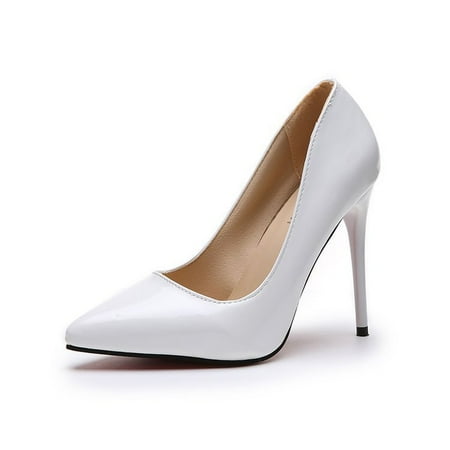 

Womens Pumps Pointed Toe Patent Stiletto Heel Slip On Solid Color Dress Shoes Elegant Party High Heel Pumps