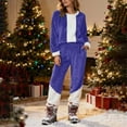 thumbnail image 2 of 2 Piece Sets for Women Color Block Crewneck Tops Long Pants Shrepa Lounge Sets Fall Winter Track Suits with Pockets Blue S, 2 of 5