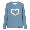 thumbnail image 4 of up to 60% off Gifts Usmixi Clearance Sale Sweatshirt for Women Fall Comfort Lightweight Loose Fit Ladies Cute Pullover Tee Tops Winter Trendy Heart Print Round Neck Long Sleeve Blouses, 4 of 5